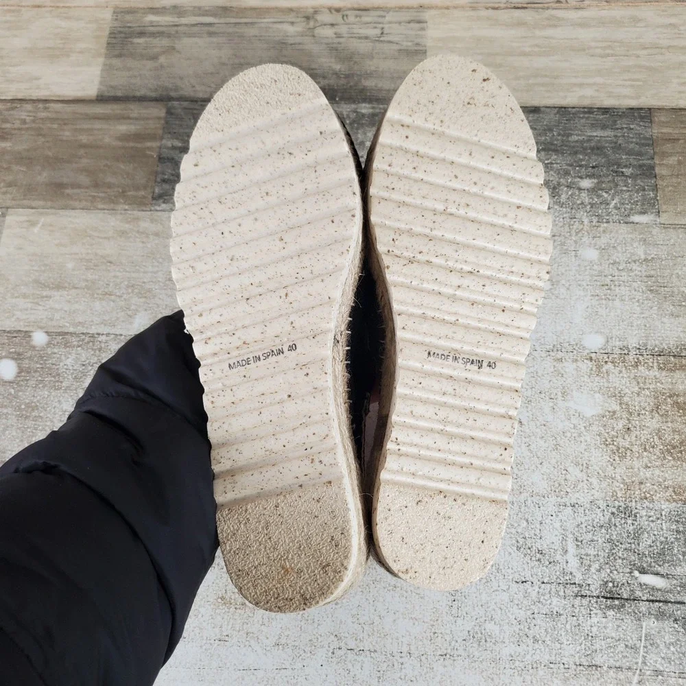 Woven Crisscross Black Espadrille Platform Slingback